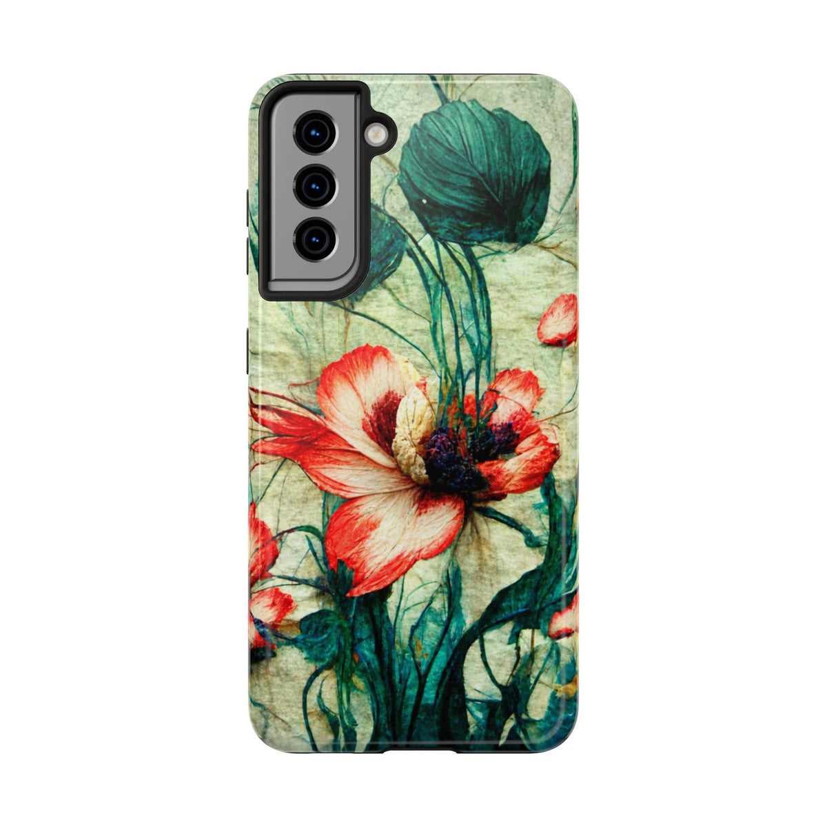 Picotee Oriental Poppy Cream & Orange Tough Phone Cases