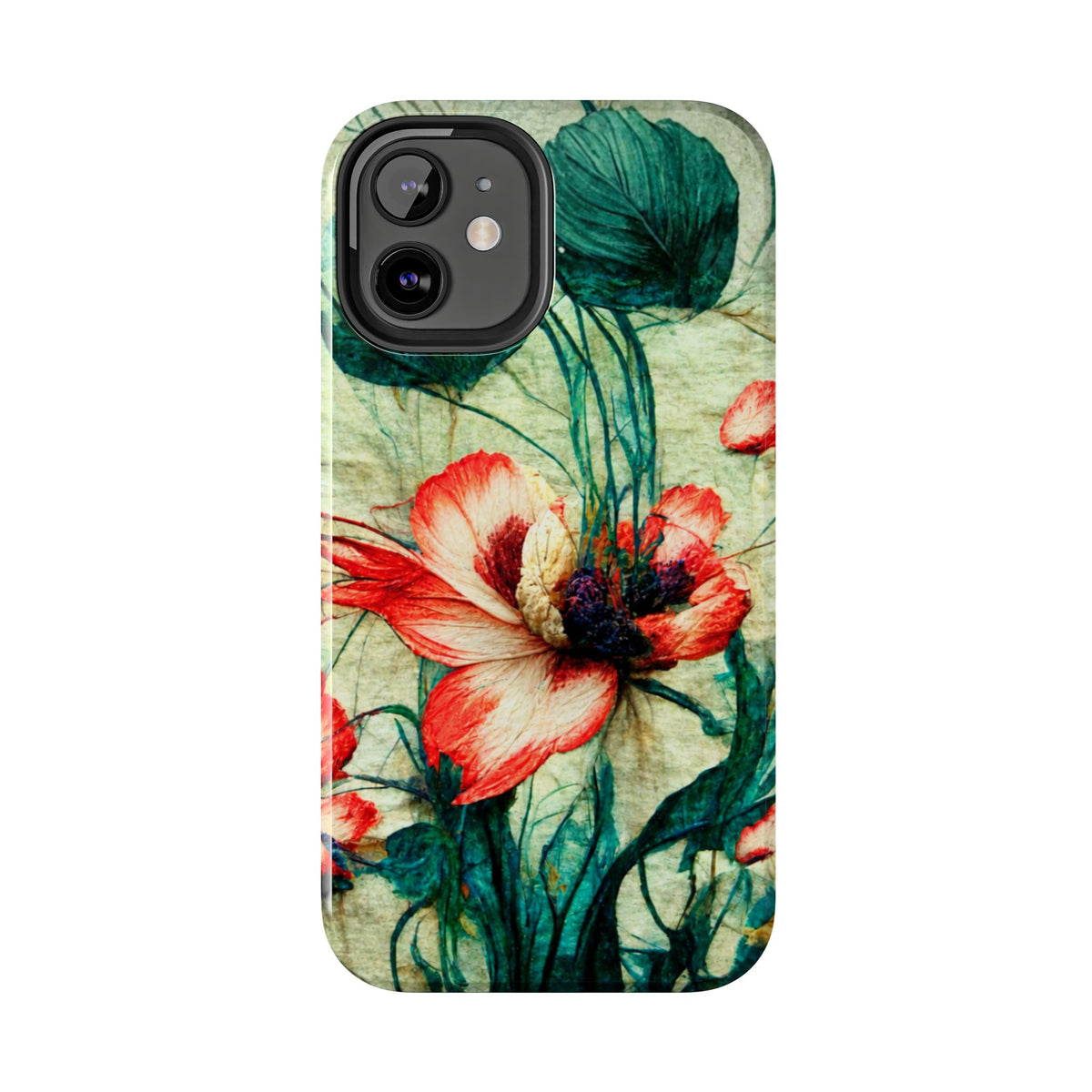 Picotee Oriental Poppy Cream & Orange Tough Phone Cases