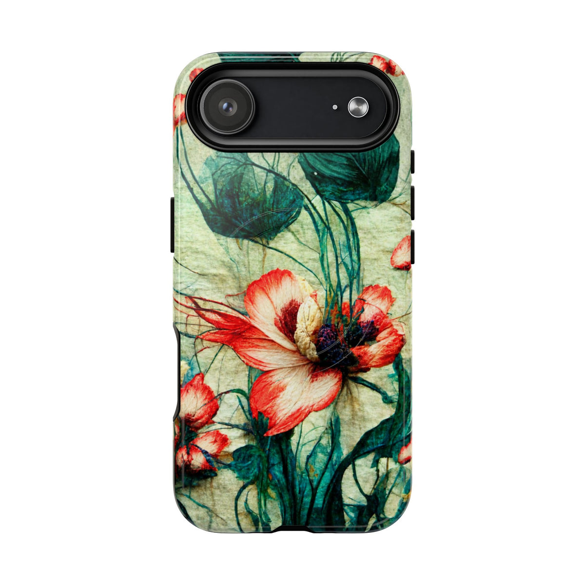 Picotee Oriental Poppy Cream & Orange Tough Magnetic Phone Cases for iPhone