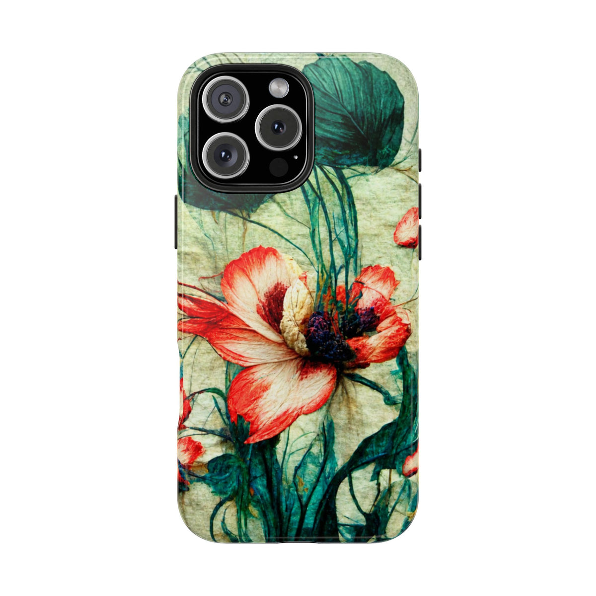 Picotee Oriental Poppy Cream & Orange Tough Phone Cases