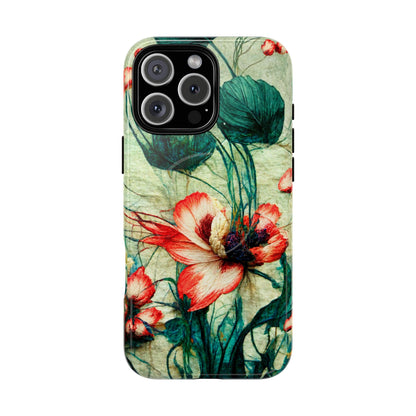 Picotee Oriental Poppy Cream & Orange Tough Magnetic Phone Cases for iPhone