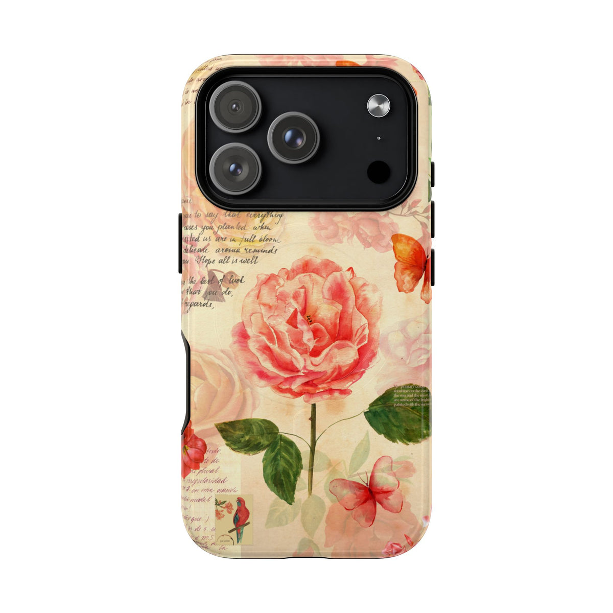 Vintage Rose & Butterflies Tough Magnetic Phone Cases for iPhone