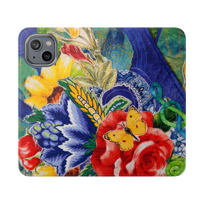 Artistic Floral Flip Wallet Phone Cases — with Card Slots