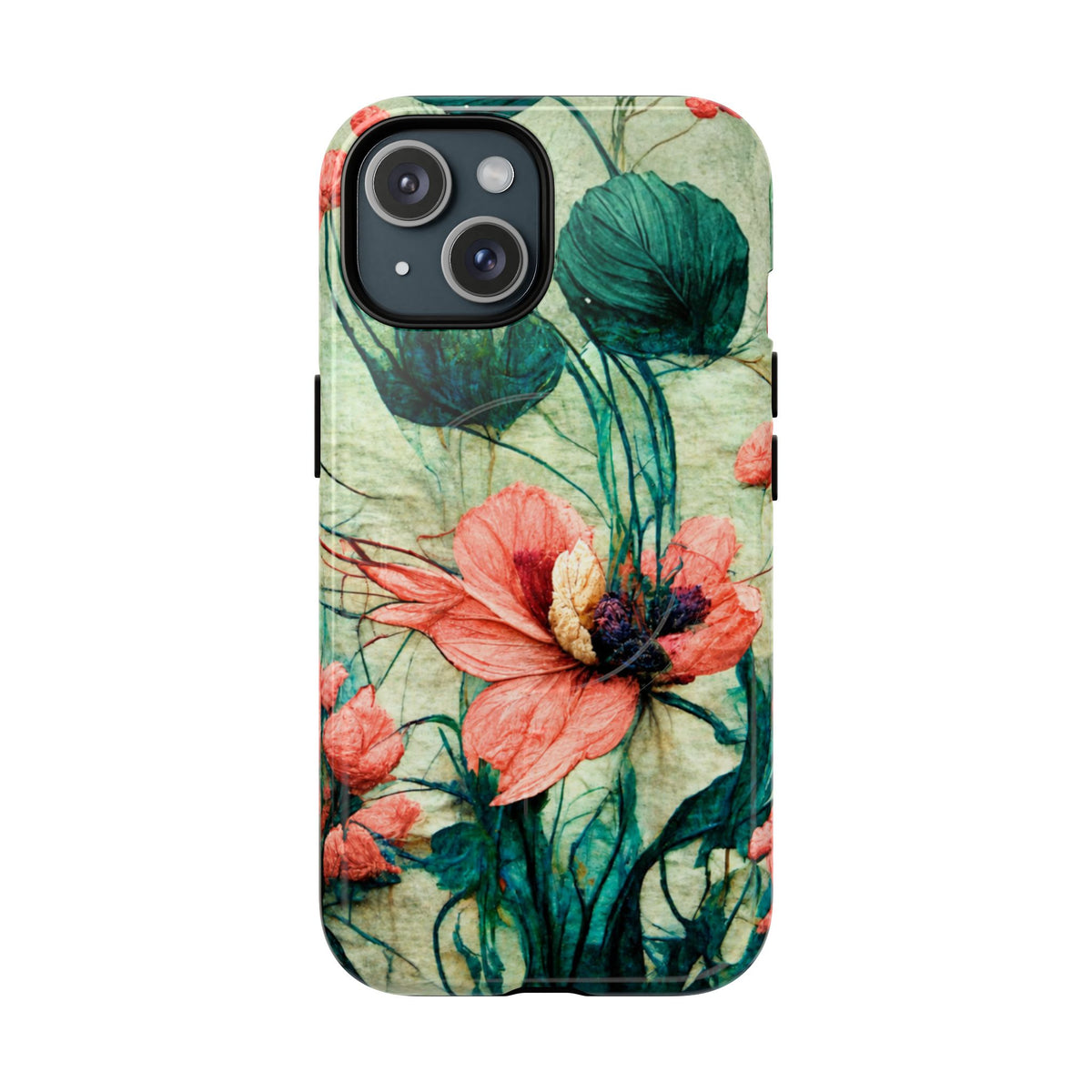 Helen Elizabeth Oriental Poppy Coral Tough Magnetic Phone Cases for iPhone