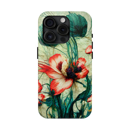 Picotee Oriental Poppy Cream & Orange Tough Phone Cases