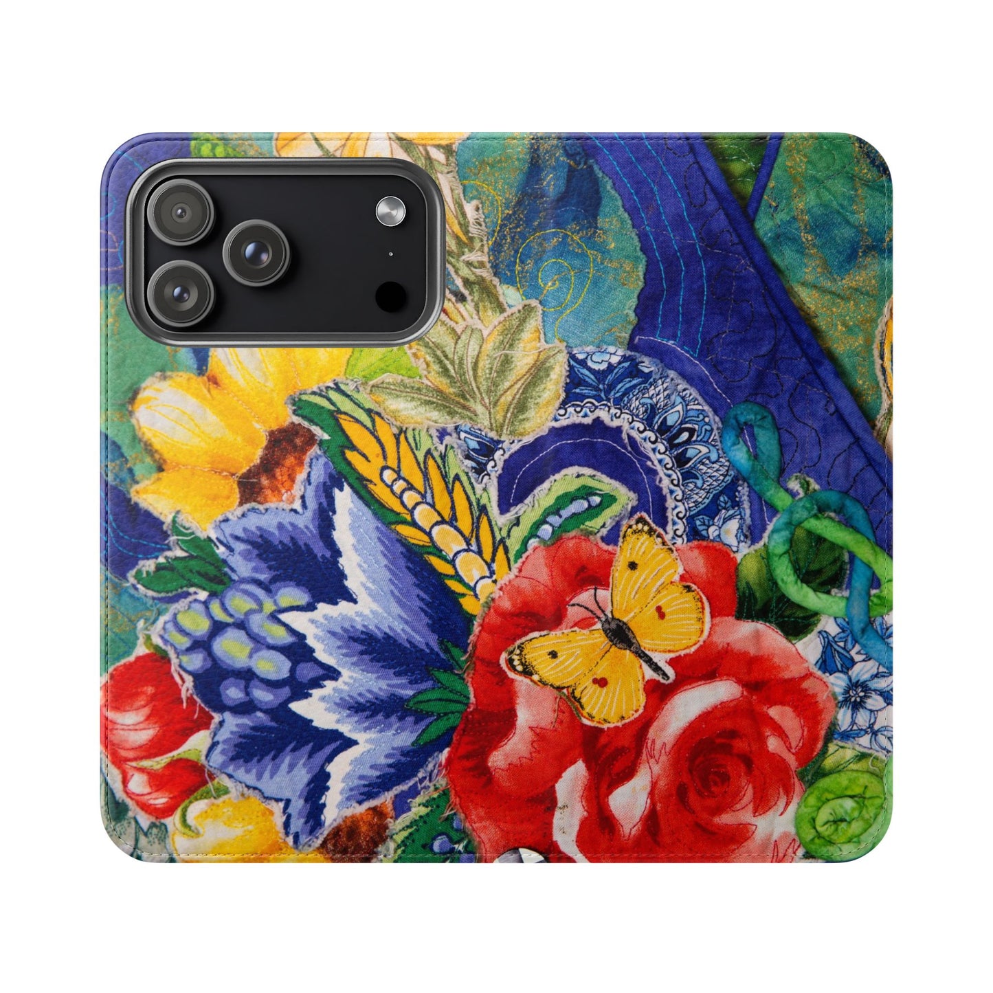 Artistic Floral Flip Wallet Phone Cases — with Card Slots