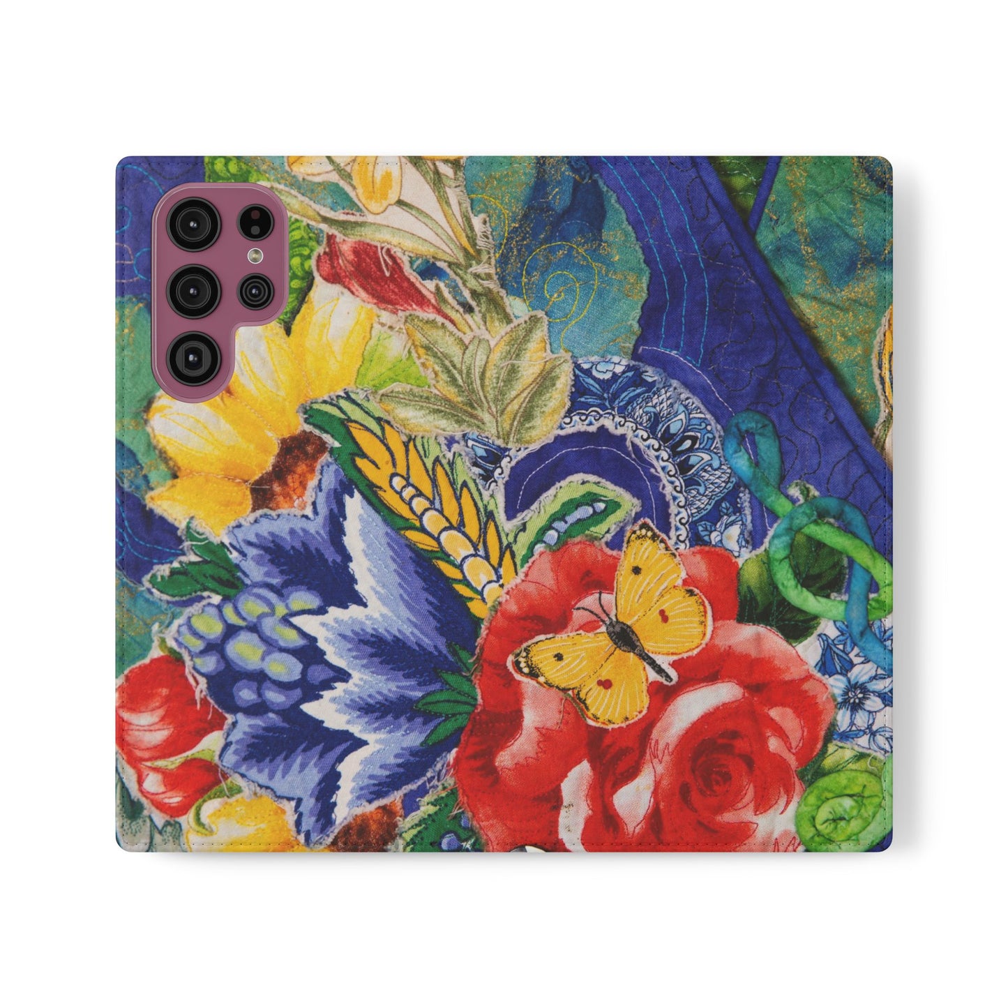 Artistic Floral Flip Wallet Phone Cases — with Card Slots