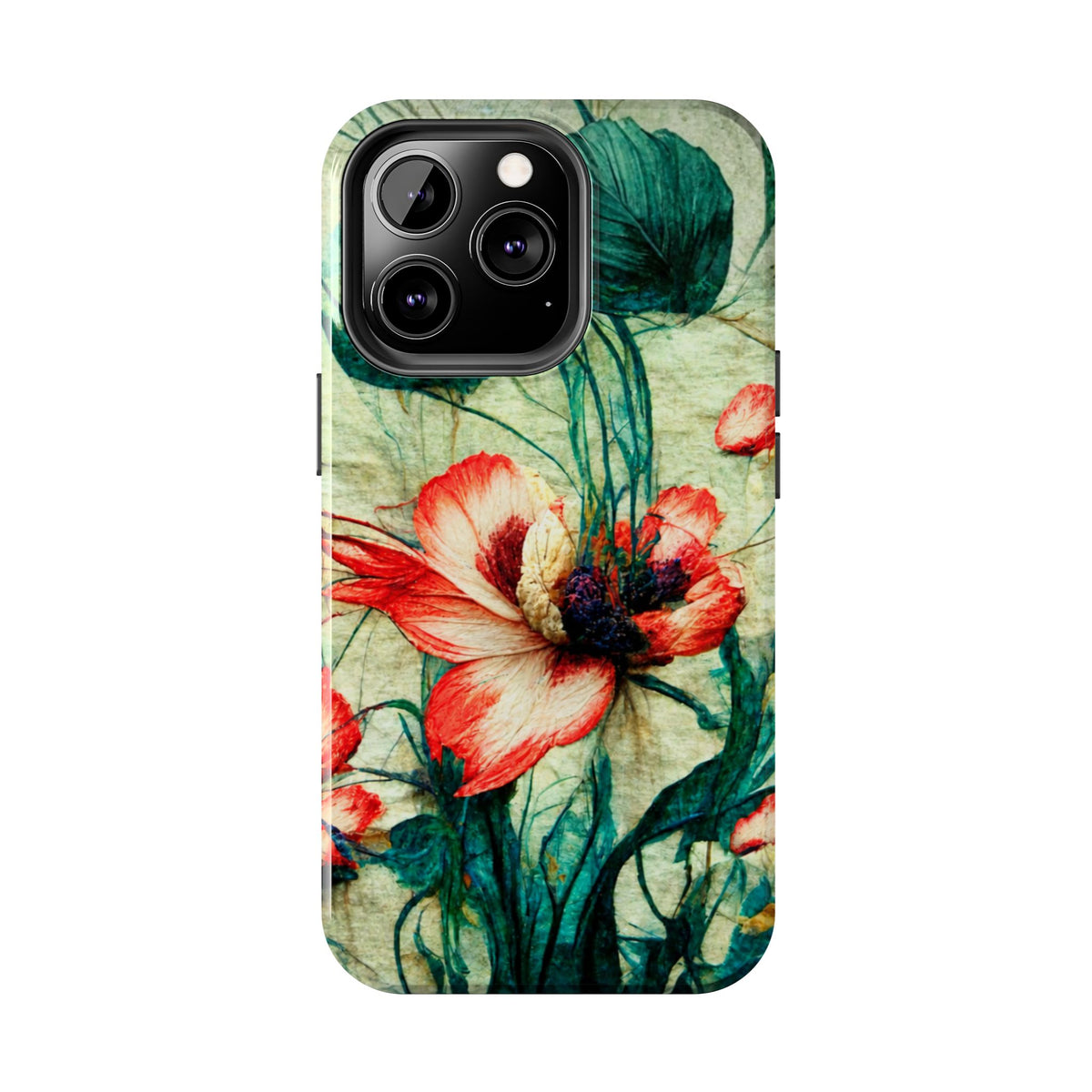 Picotee Oriental Poppy Cream & Orange Tough Phone Cases