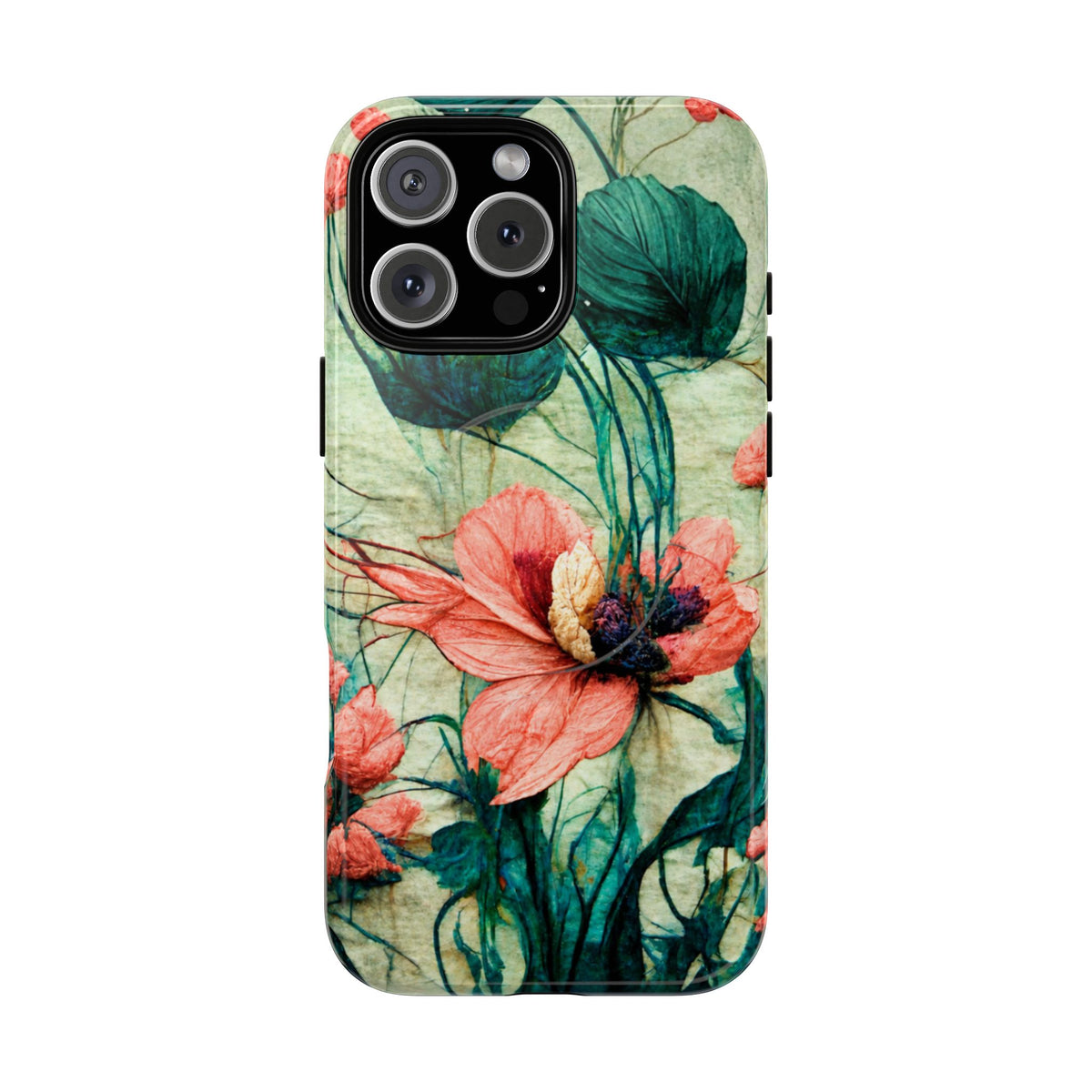 Helen Elizabeth Oriental Poppy Coral Tough Magnetic Phone Cases for iPhone