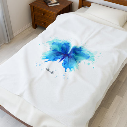 Blue Butterfly Velveteen Plush Throw Blanket