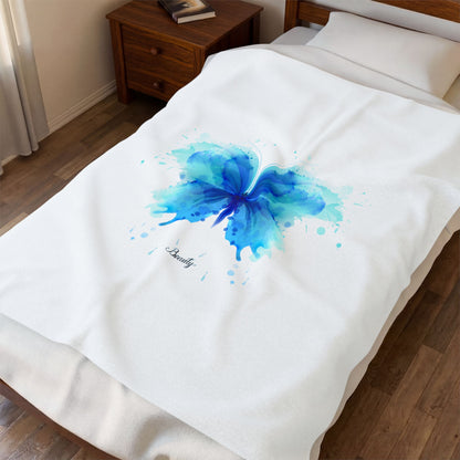 Blue Butterfly Velveteen Plush Throw Blanket