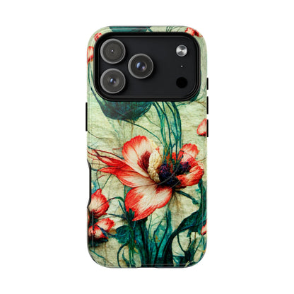 Picotee Oriental Poppy Cream & Orange Tough Magnetic Phone Cases for iPhone