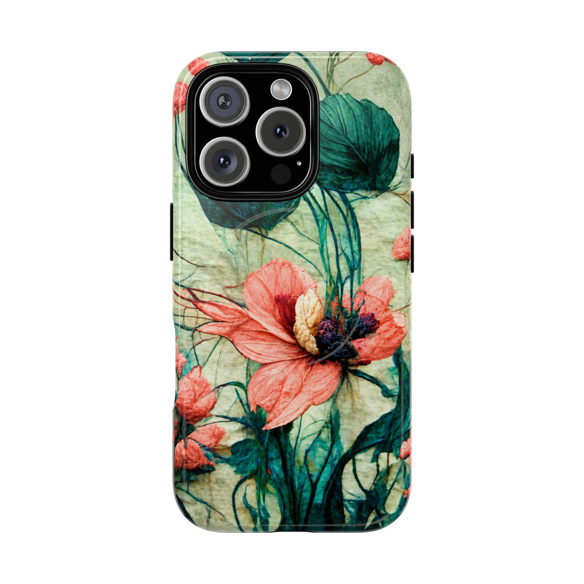 Helen Elizabeth Oriental Poppy Coral Tough Magnetic Phone Cases for iPhone