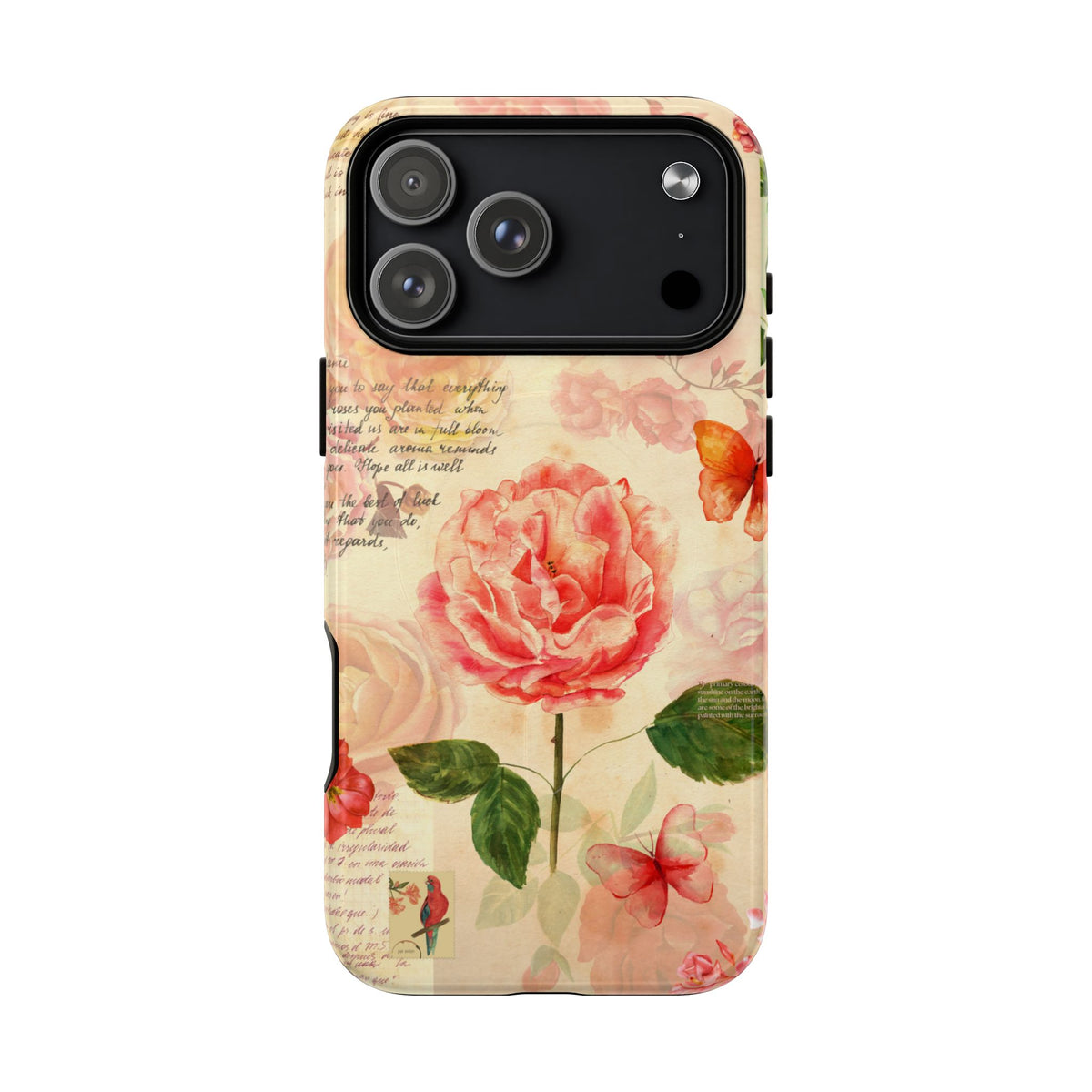 Vintage Rose & Butterflies Tough Magnetic Phone Cases for iPhone