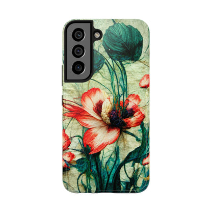 Picotee Oriental Poppy Cream & Orange Tough Phone Cases
