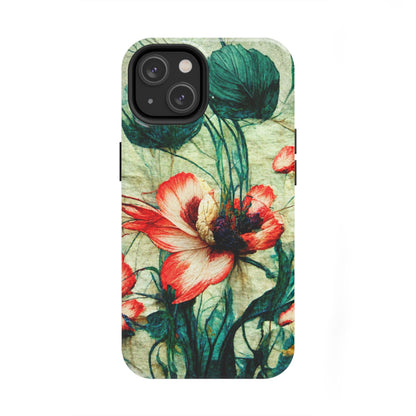Picotee Oriental Poppy Cream & Orange Tough Phone Cases