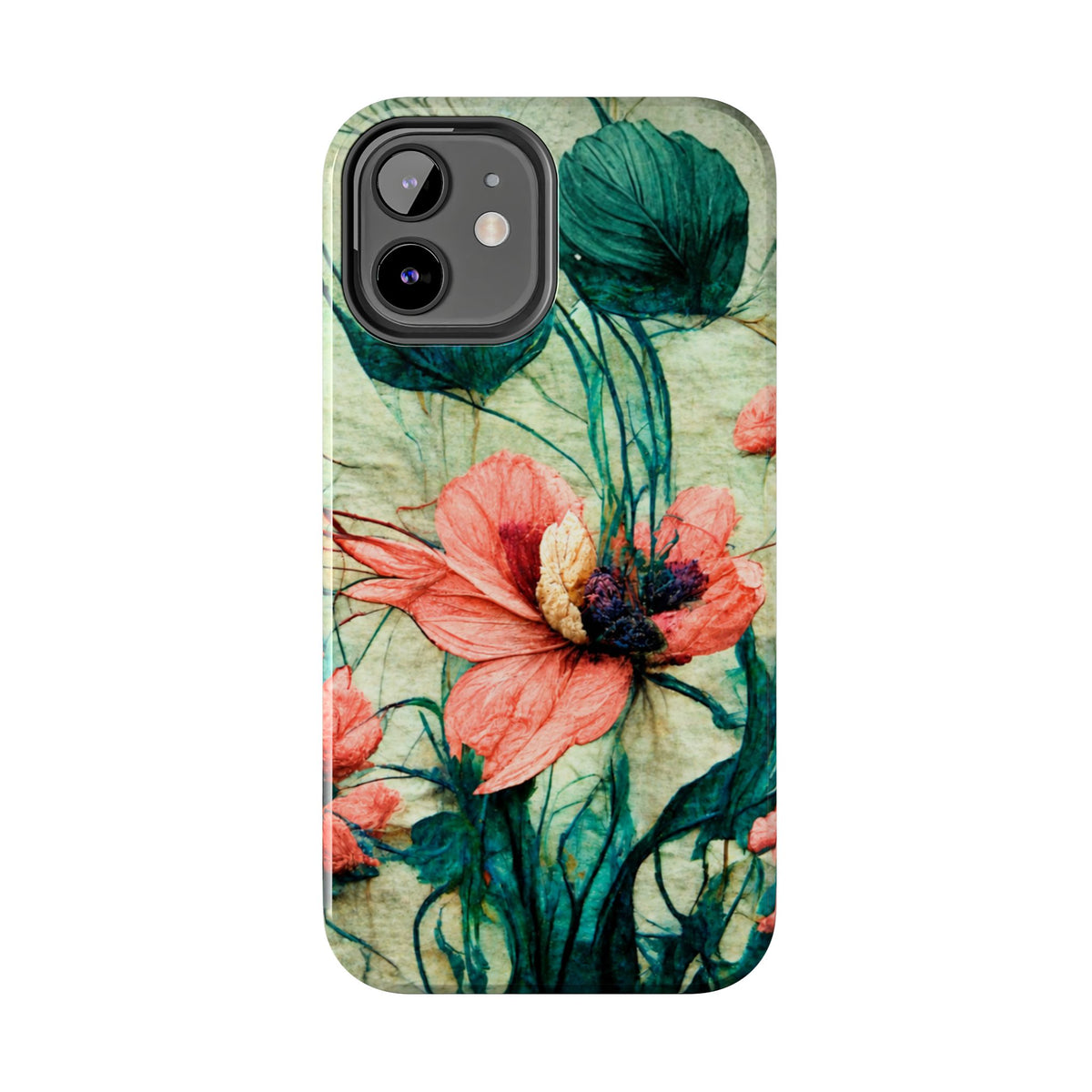 Helen Elizabeth Oriental Poppy Coral Tough Phone Cases