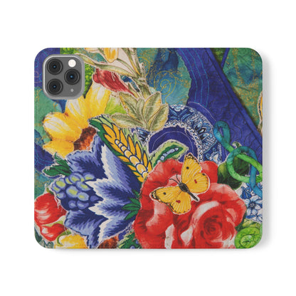 Artistic Floral Flip Wallet Phone Cases — with Card Slots