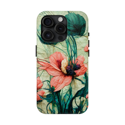 Helen Elizabeth Oriental Poppy Coral Tough Phone Cases