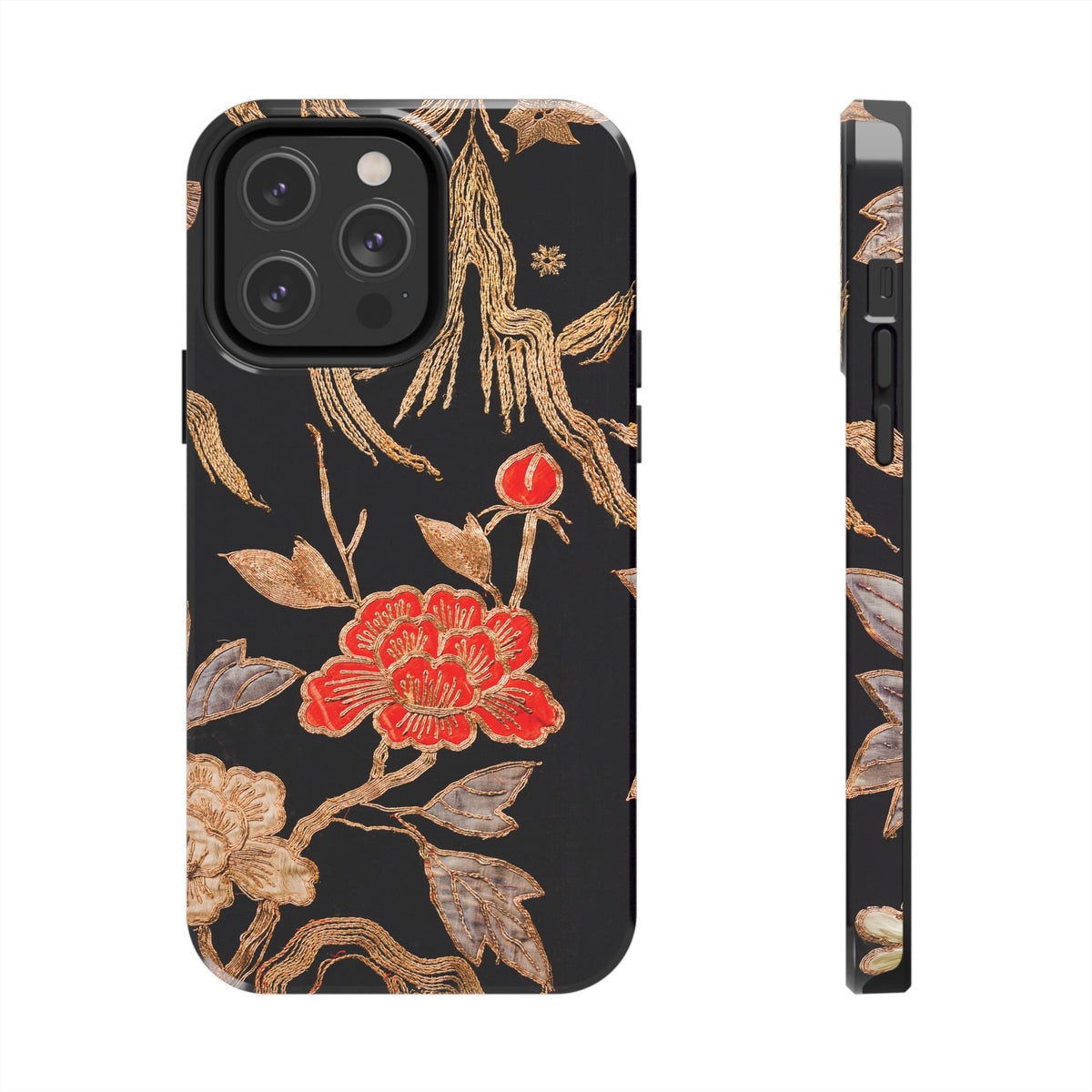 Red Peony and Gold Blossom Tough Phone Cases