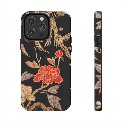 Red Peony and Gold Blossom Tough Phone Cases