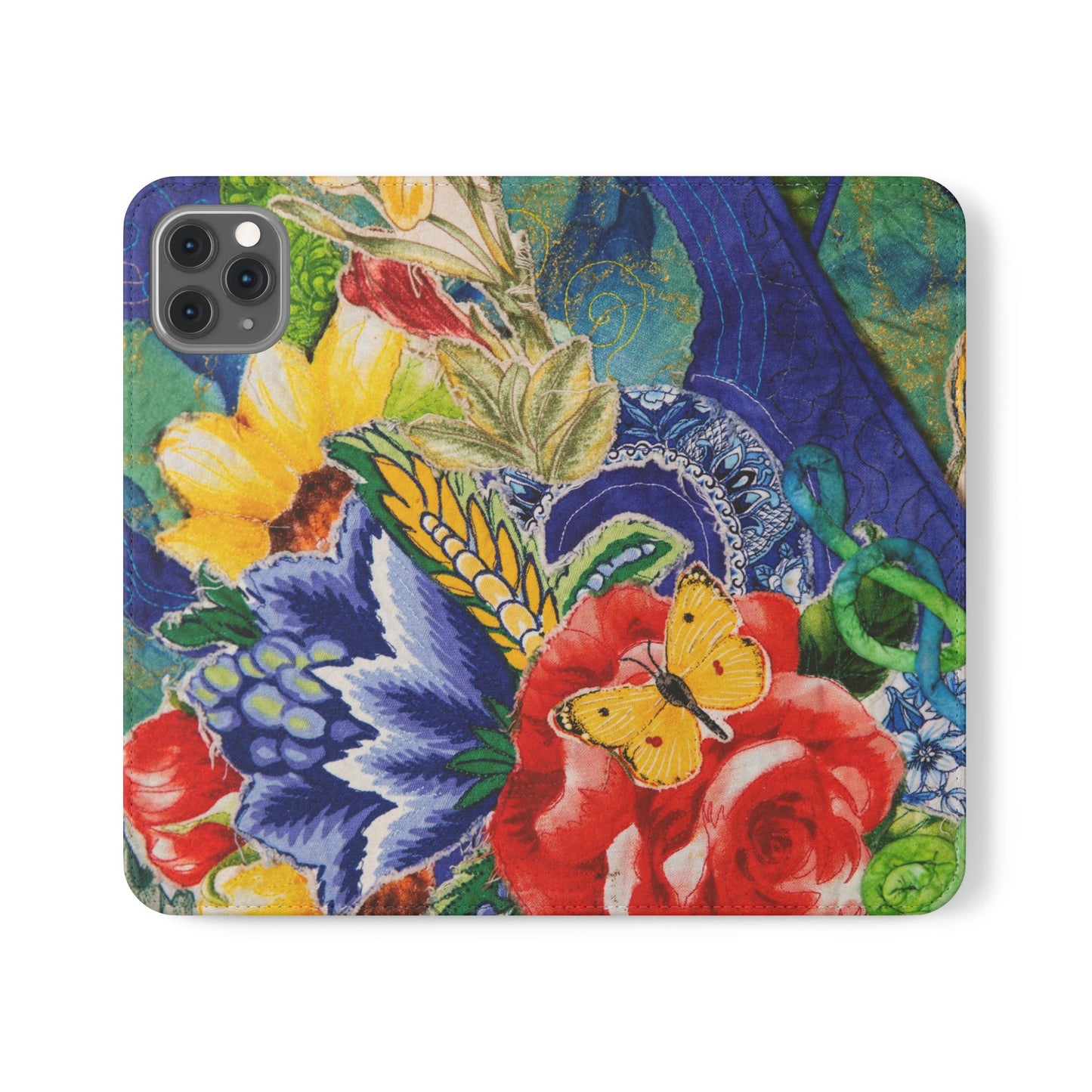 Artistic Floral Flip Wallet Phone Cases — with Card Slots