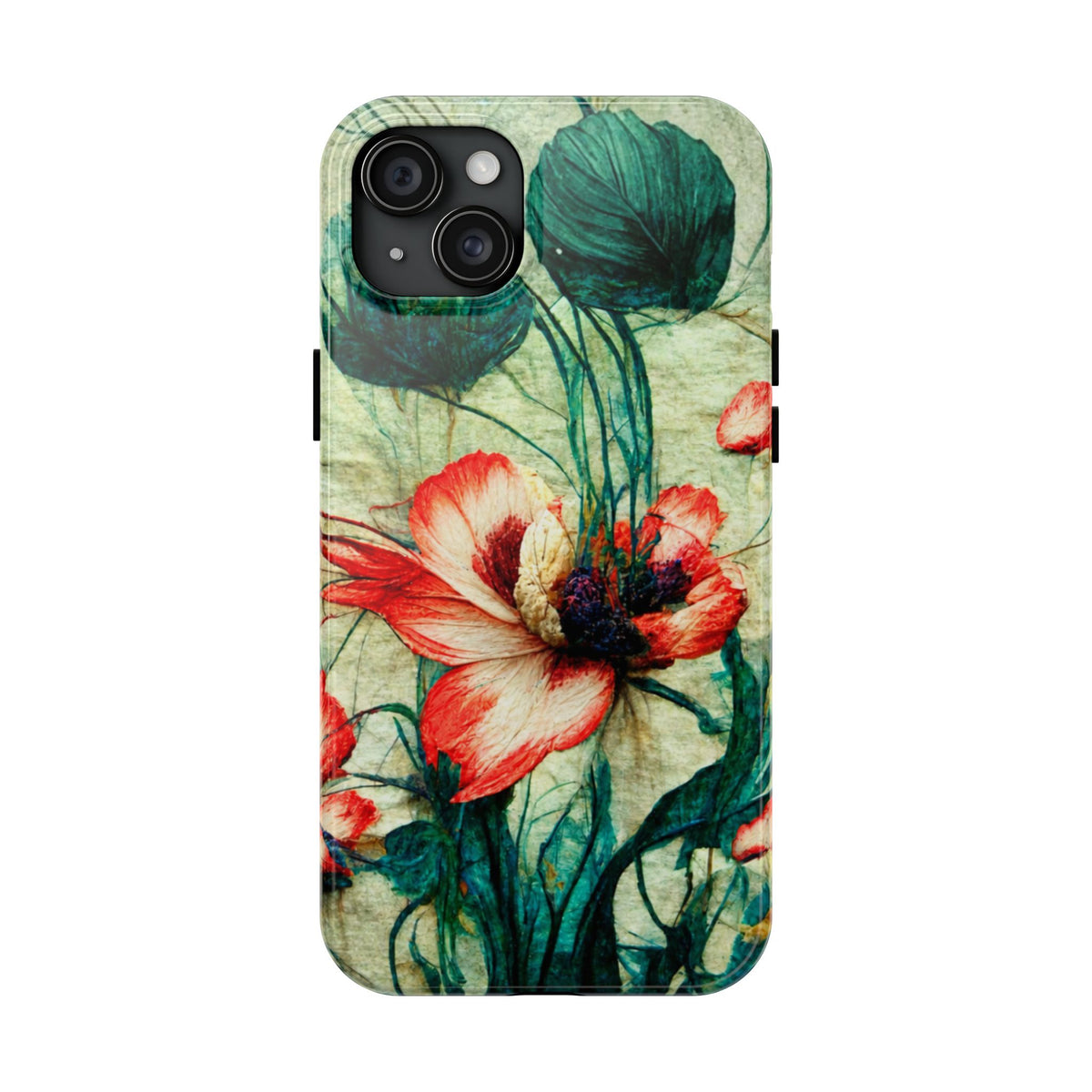 Picotee Oriental Poppy Cream & Orange Tough Phone Cases