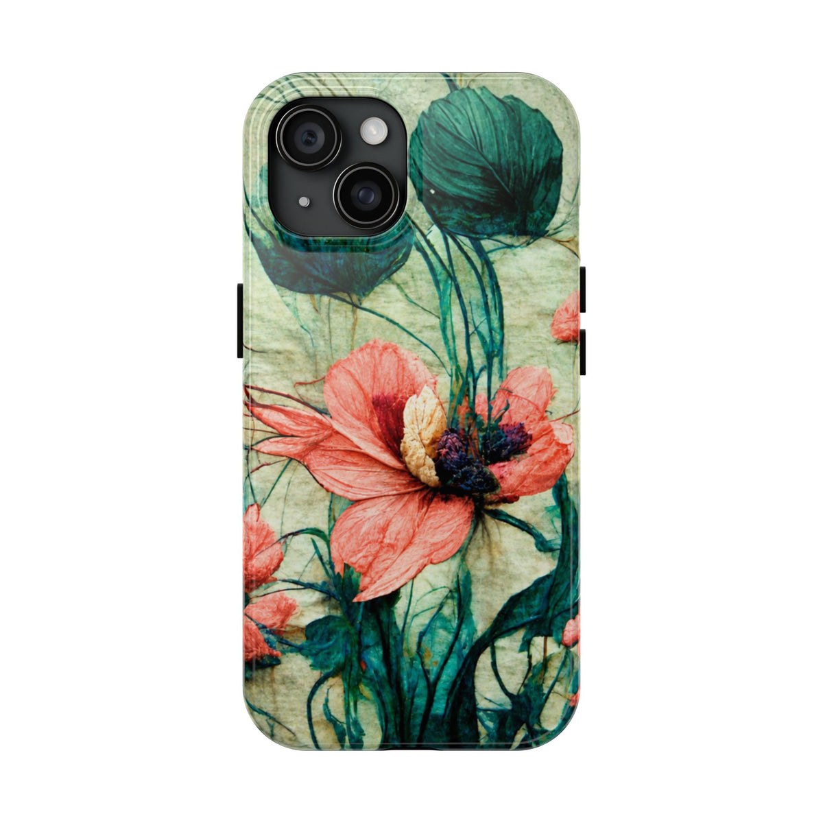 Helen Elizabeth Oriental Poppy Coral Tough Phone Cases