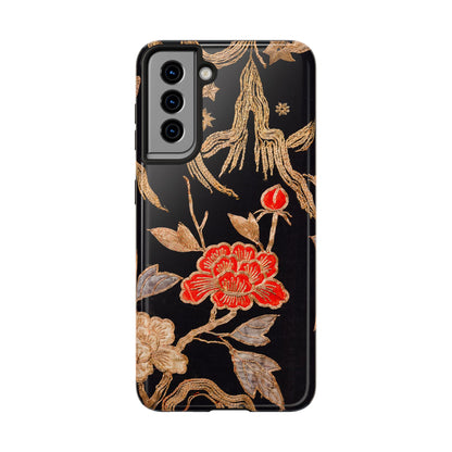 Red Peony and Gold Blossom Tough Phone Cases