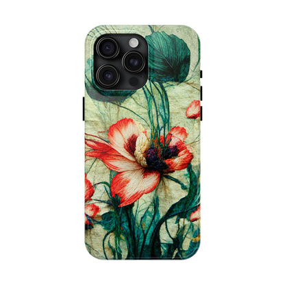 Picotee Oriental Poppy Cream & Orange Tough Phone Cases