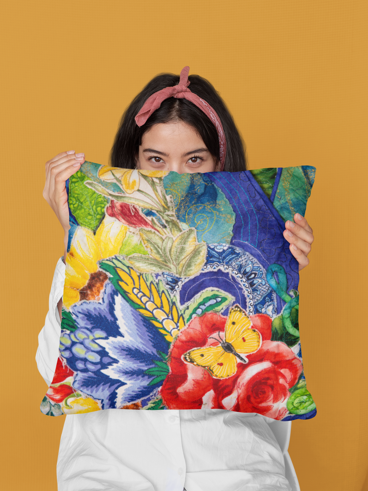 Artistic Floral Square Poly Canvas Pillow