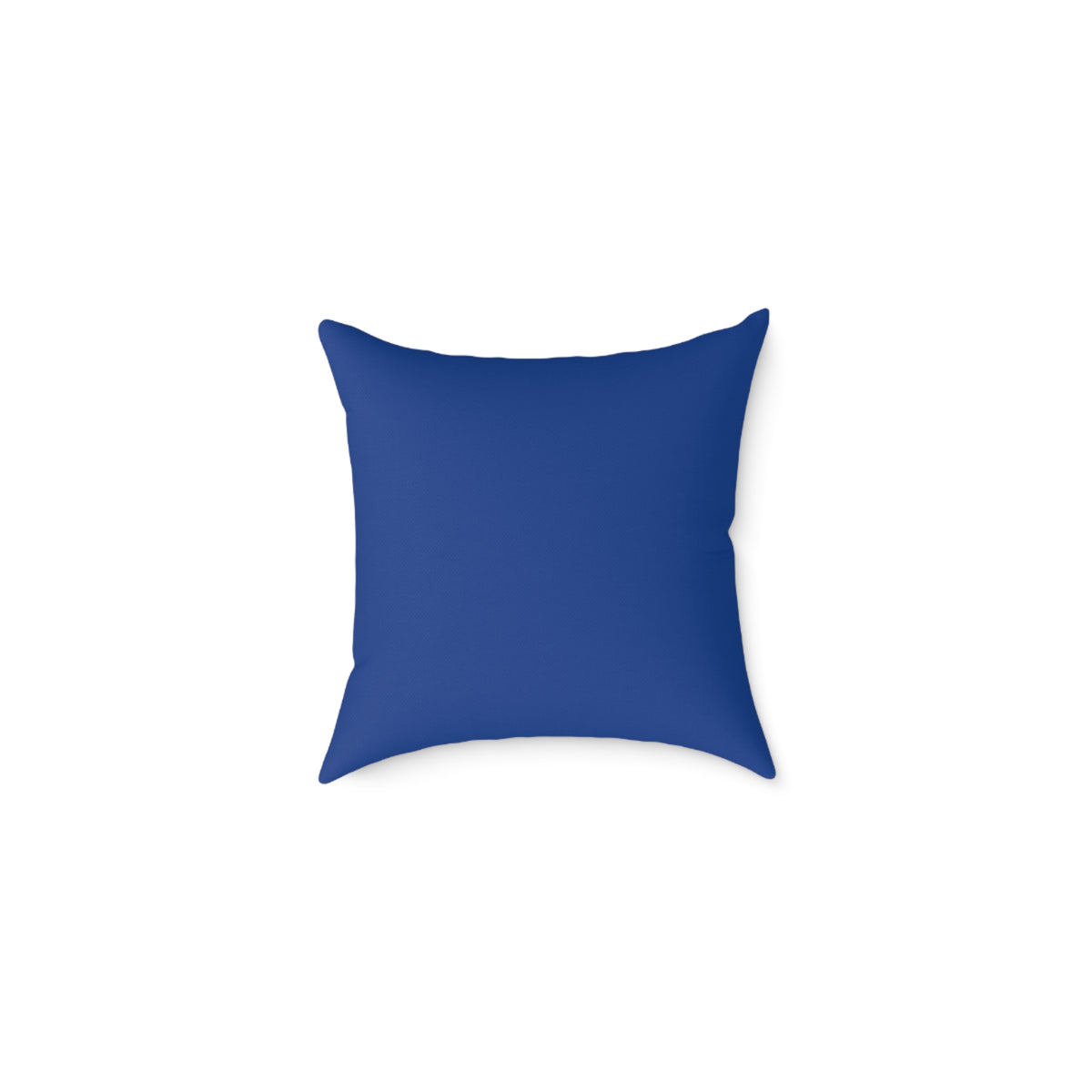 Back of Blue Floral Square Poly Canvas pillow on a white background