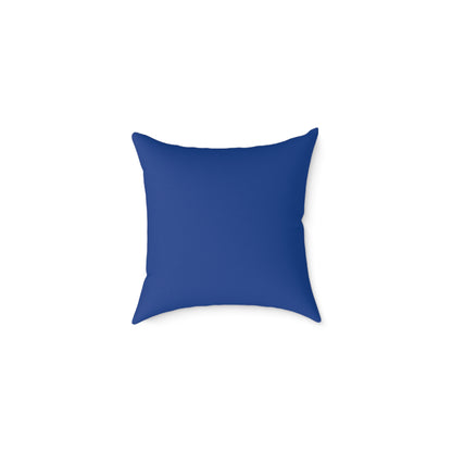 Back of Blue Floral Square Poly Canvas pillow on a white background